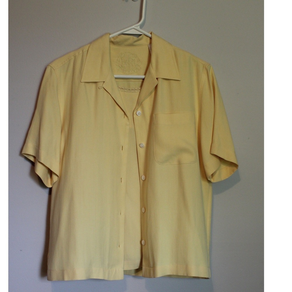 Pusser's Silk Shirt Tank Set Womens S Yellow Excellent‎ Vintage 2 Piece Twin Set